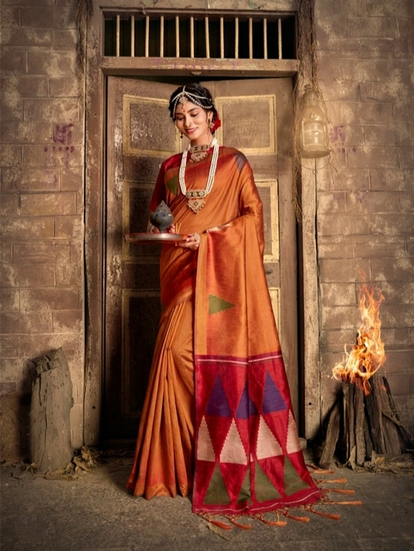 Premium Cotton Silk Embroidered Saree With Blouse - 6.3 mtrs w/blouse