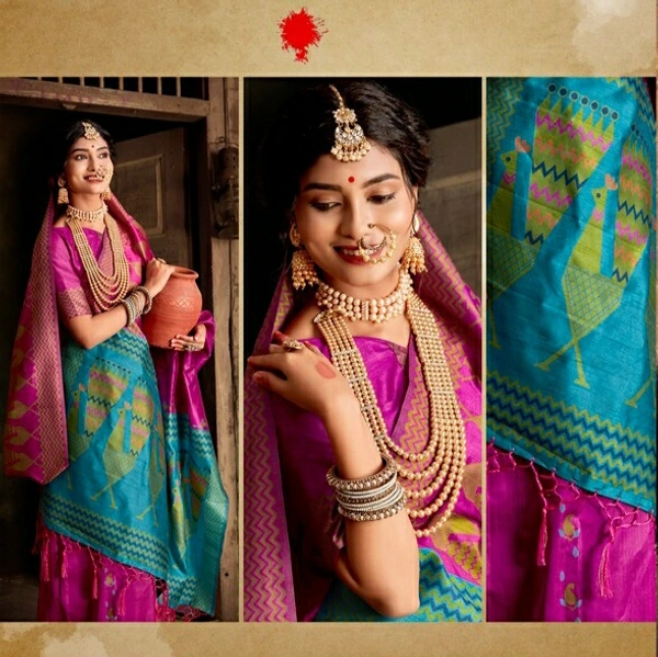 Premium Cotton Silk Embroidered Saree With Blouse - 6.3 mtrs w/blouse