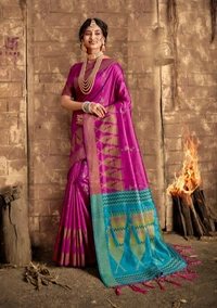 Premium Cotton Silk Embroidered Saree With Blouse - 6.3 mtrs w/blouse