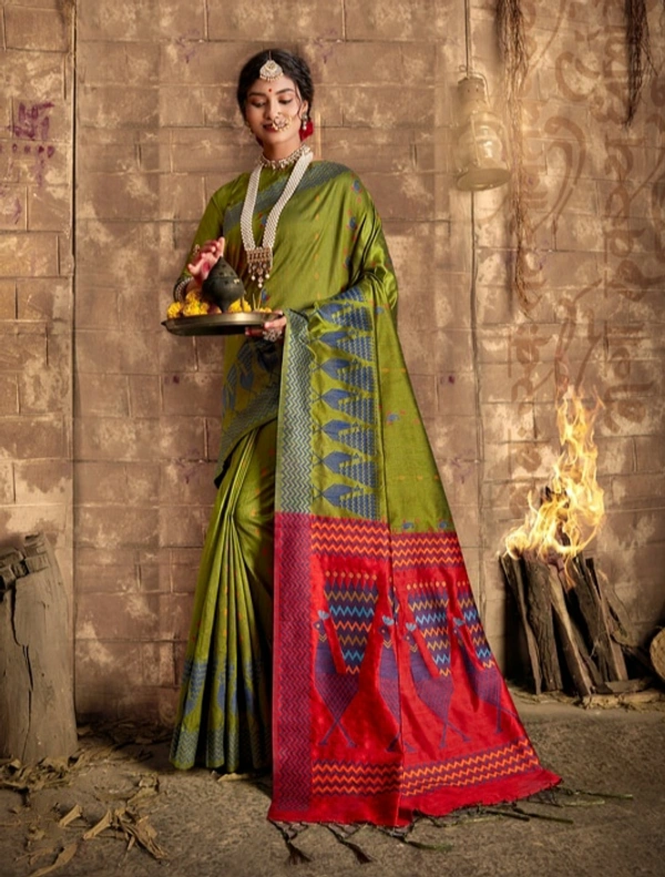 Premium Cotton Silk Embroidered Saree With Blouse - 6.3 mtrs w/blouse