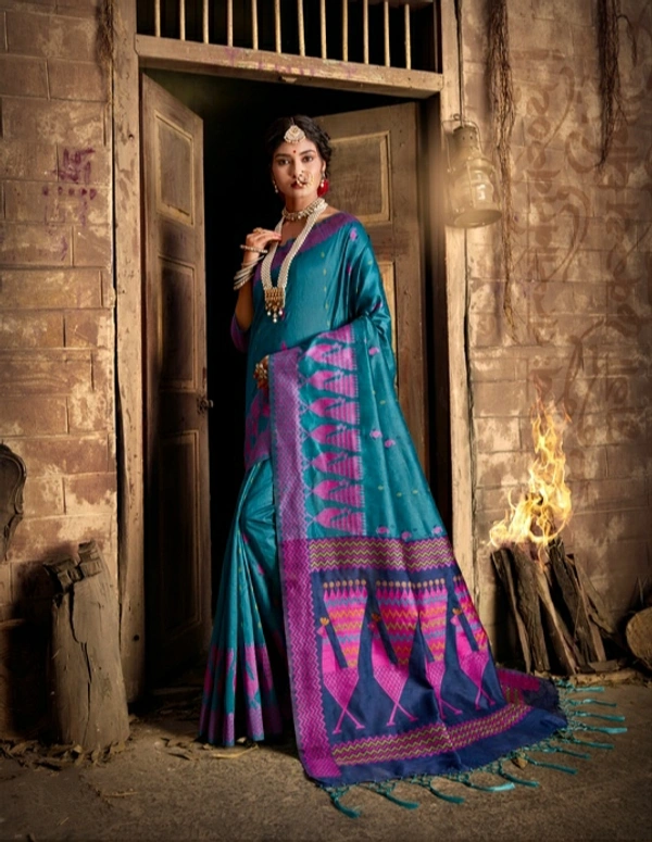 Premium Cotton Silk Embroidered Saree With Blouse - 6.3 mtrs w/blouse
