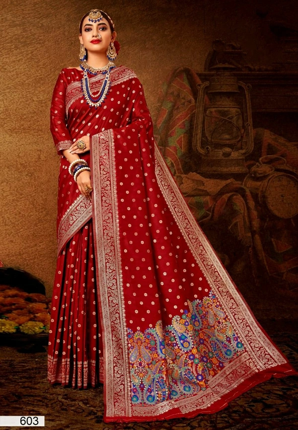 Superfine Banarsi Silk Saree With Blouse - 6.3 mtrs w/blouse