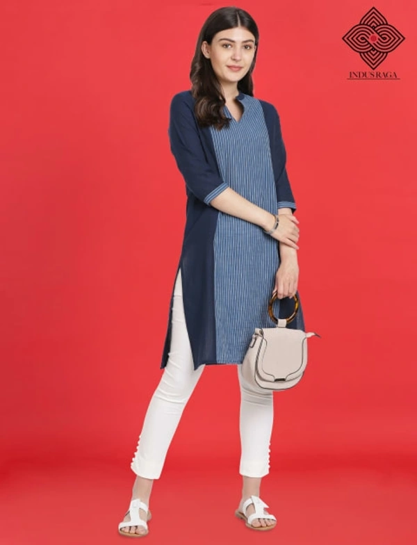Indus Raga Trendy Mangalgiri Kurti For Women - Navy - M