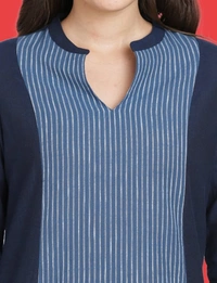 Indus Raga Trendy Mangalgiri Kurti For Women - Navy - M