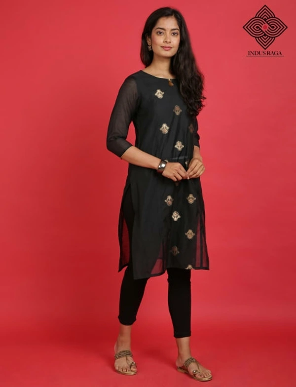 Indus Raga Banarasi Brocade Festive kurta For Women - Black, M