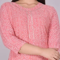 Glorious Rayon Bandhej Print Knee Length Straight Kurti for Women - Pink, M