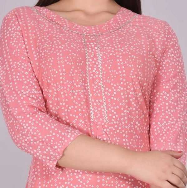 Glorious Rayon Bandhej Print Knee Length Straight Kurti for Women - Pink, L