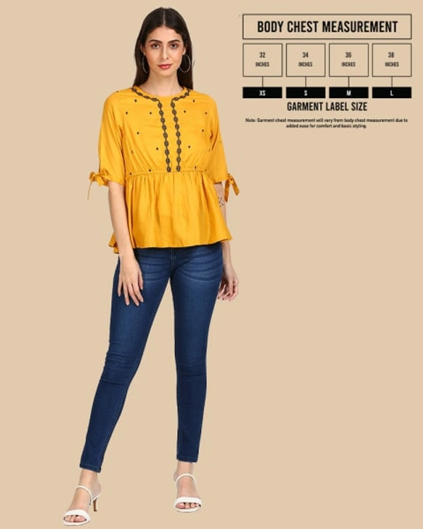 BnC Bold And Classic Placement Embroidered Top - Yellow - M