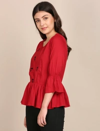 BnC Bold And Classic Placement Embroidered Top - Red - S