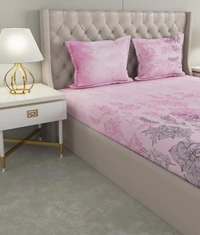 Raymond's Pure Cotton Heritage Double Bedsheet With 2 Pillow Covers - Pink, King Size ( 2.74 x 2.74 mtrs)