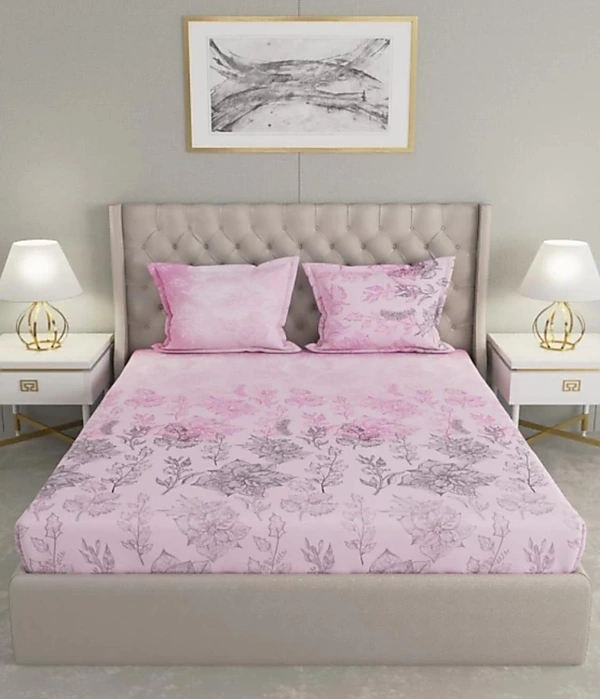 Raymond's Pure Cotton Heritage Double Bedsheet With 2 Pillow Covers - Pink, King Size ( 2.74 x 2.74 mtrs)