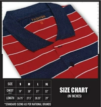 FBS COTTON RICH COLLAR NECK Striped T-Shirt Men - Red - Red