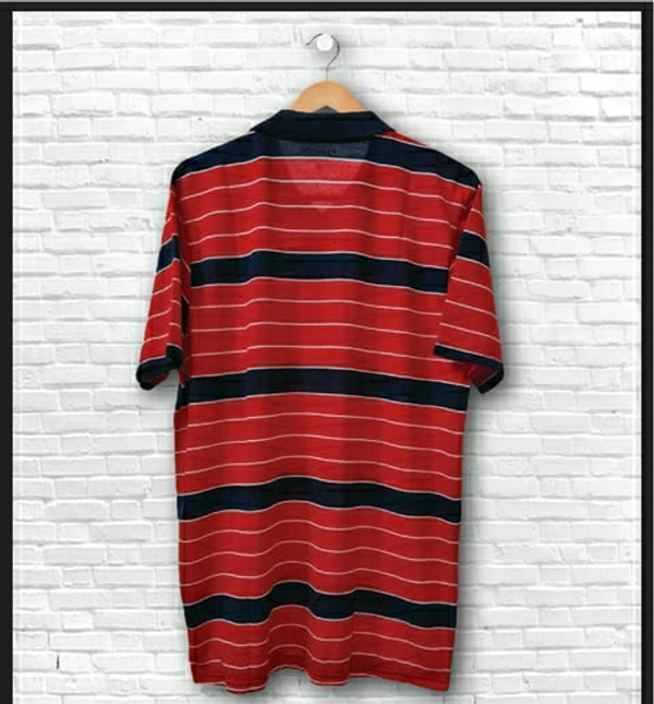 FBS COTTON RICH COLLAR NECK Striped T-Shirt Men - Red - Red