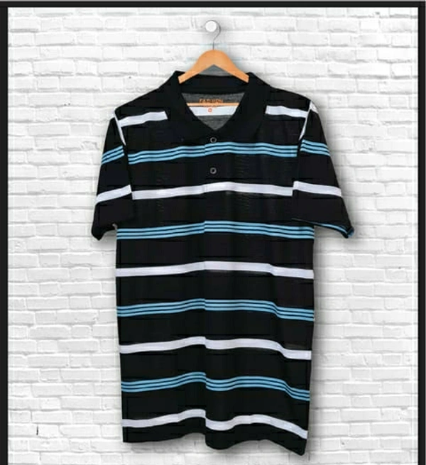 FBS COTTON RICH COLLAR NECK Striped T-Shirt Men - Navy - S