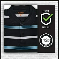 FBS COTTON RICH COLLAR NECK Striped T-Shirt Men - Navy - M