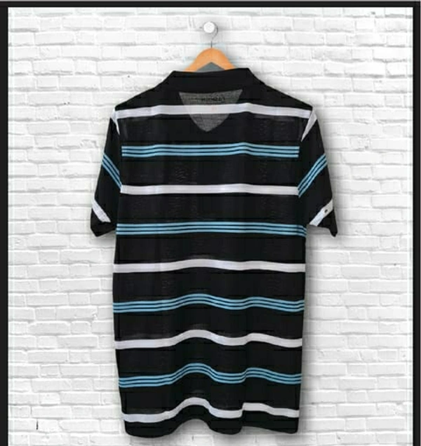 FBS COTTON RICH COLLAR NECK Striped T-Shirt Men - Navy - M
