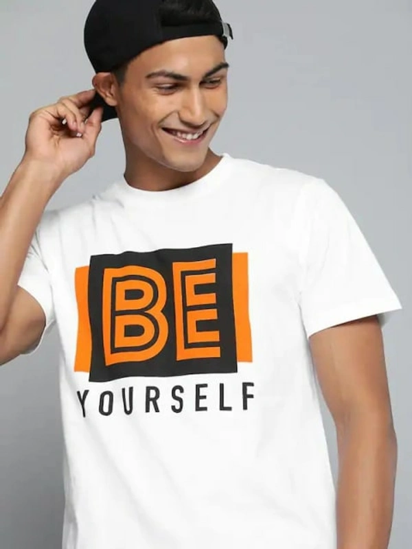 Antayul Cotton Round Neck HD Print T-Shirt for Men - White BY - XL