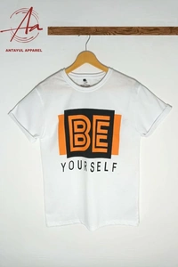 Antayul Cotton Round Neck HD Print T-Shirt for Men - White BY - L