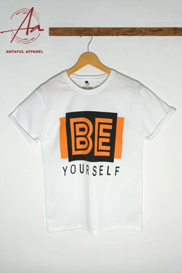 Antayul Cotton Round Neck HD Print T-Shirt for Men - White BY - L