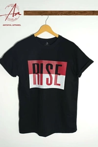 Antayul Cotton Round Neck HD Graphics Print T-Shirt for Men - Black Rise - M