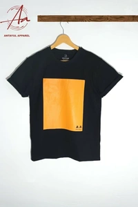 Antayul Cotton Round Neck HD Print T-Shirt for Men - Black Sq - XL