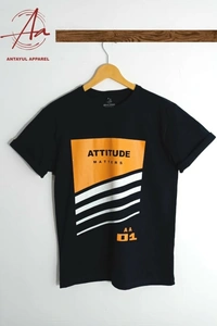 Antayul Cotton Round Neck HD Print T-Shirt for Men - Black AT - S