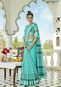 Pehnava Poly Cotton Bollywood Saree With Blouse  - 6.3 mtrs w/blouse