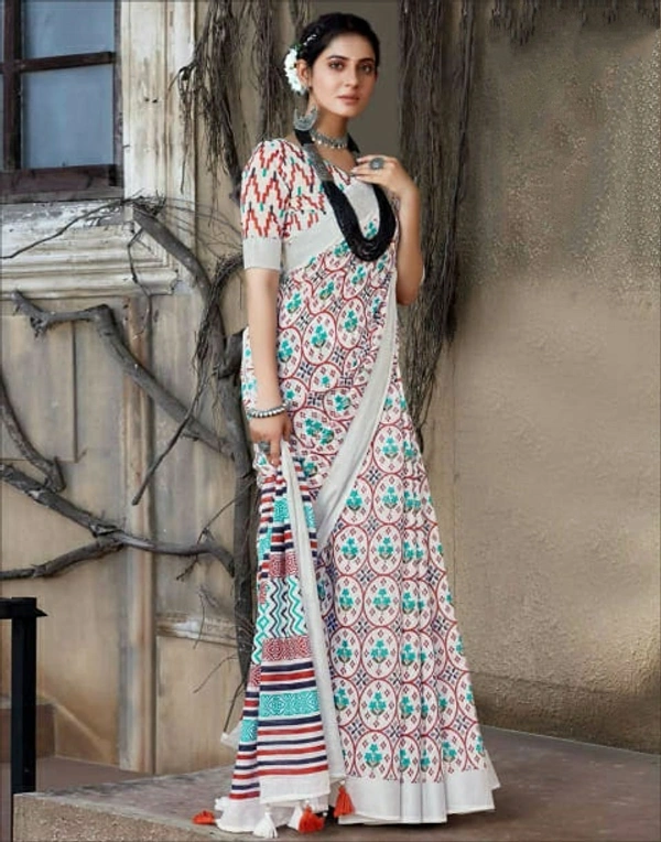Pehnava Poly Cotton Kanchipuram Saree With Unstitched Blouse - 6.3 mtrs w/blouse
