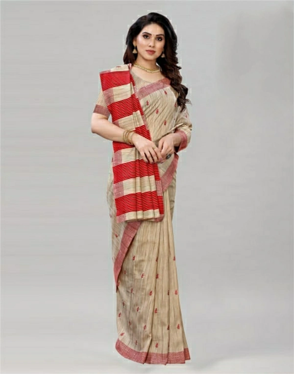 Pehnava Silk Blend Embroidered Bollywood Saree with Blouse - 6.3 mtrs w/blouse
