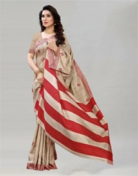 Pehnava Silk Blend Embroidered Bollywood Saree with Blouse - 6.3 mtrs w/blouse