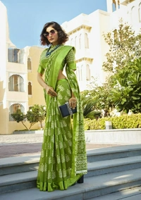 Poly Cotton Satin Border Saree With Unstitched Blouse - 6.3 mtrs w/blouse