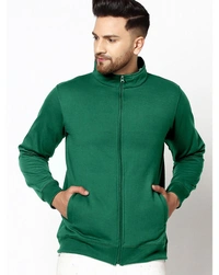 Gespo Men's Blended Fleece Full Length Front Zip Sweatshirt - Green - M