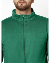 Gespo Men's Blended Fleece Full Length Front Zip Sweatshirt - Green - M