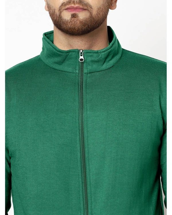 Gespo Men's Blended Fleece Full Length Front Zip Sweatshirt - Green - M