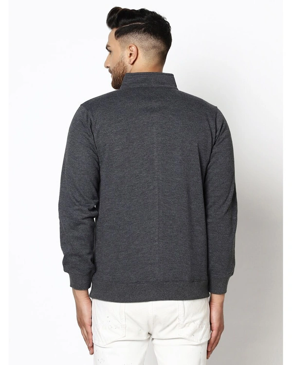 Gespo Men's Blended Fleece Full Length Front Zip Sweatshirt - Grey - S