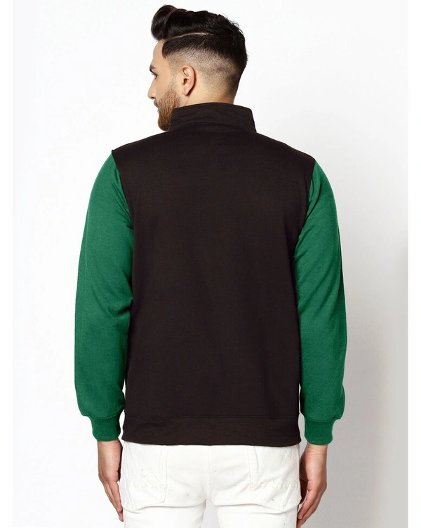 Gespo Men's Blended Color Blocked Fleece Full Length Front Zip Sweatshirt - S
