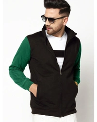 Gespo Men's Blended Color Blocked Fleece Full Length Front Zip Sweatshirt - S