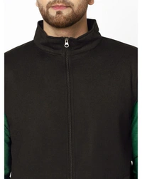 Gespo Men's Blended Color Blocked Fleece Full Length Front Zip Sweatshirt - M