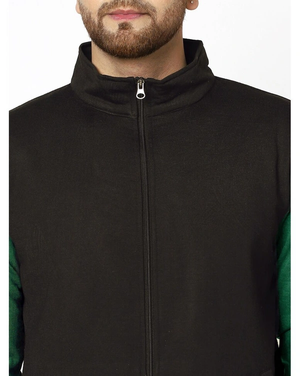 Gespo Men's Blended Color Blocked Fleece Full Length Front Zip Sweatshirt - M
