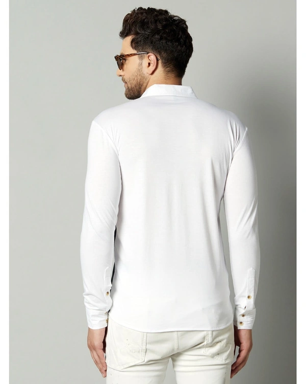 Gespo Men's Regular Fit Cotton Color-Blocked Full Length Shirt - L