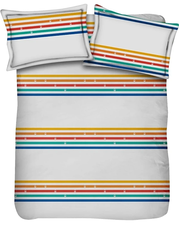 UCB 180 TC Cotton Double Bed Striped Bedsheet With 2 Pillow Covers - King