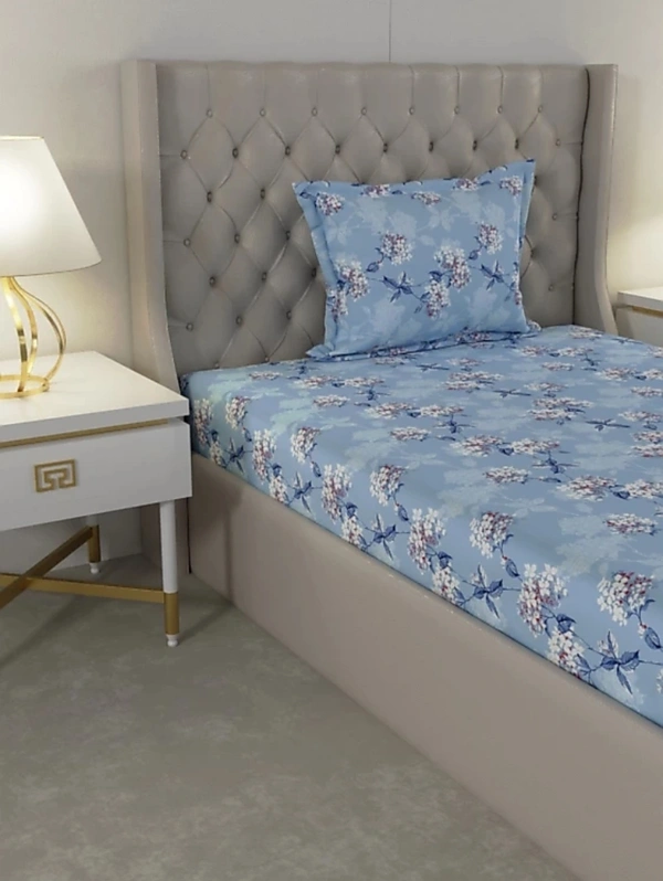 Raymond 104 TC Cotton Delight Single Bed Bedsheet With 1 Pillow Cover - Single 59 x 88 inch