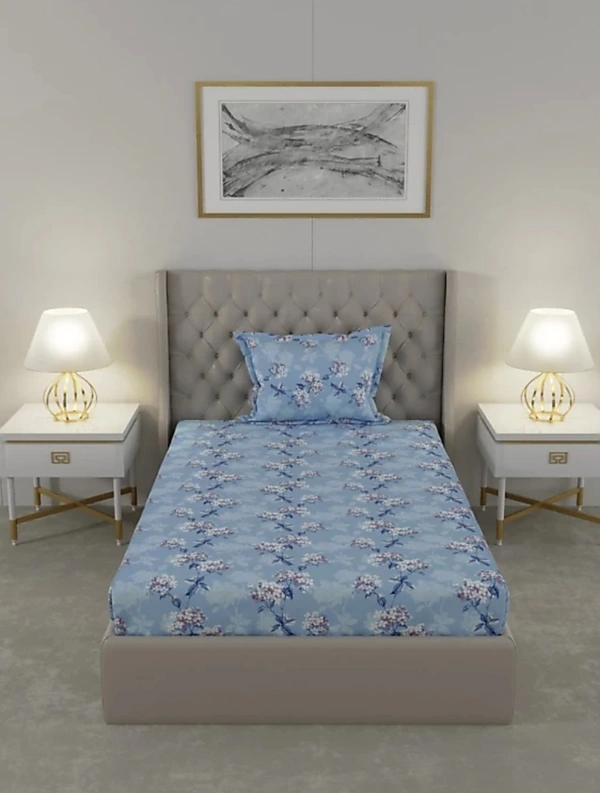 Raymond 104 TC Cotton Delight Single Bed Bedsheet With 1 Pillow Cover - Single 59 x 88 inch