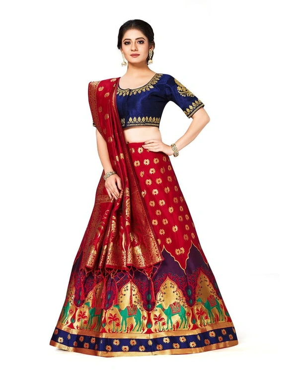 Pehnava Women's Beautiful Silk Lehenga Choli Set With Dupatta - Free Size