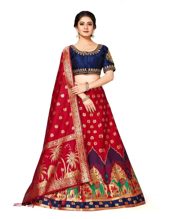 Pehnava Women's Beautiful Silk Lehenga Choli Set With Dupatta - Free Size
