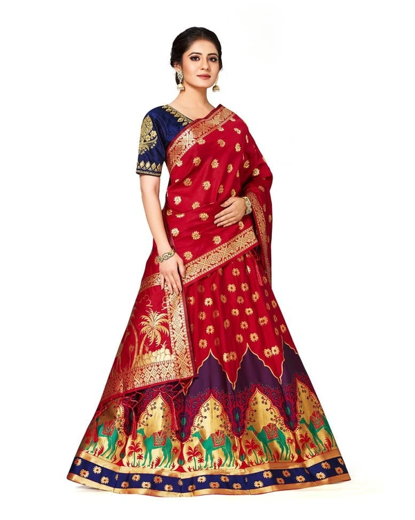 Pehnava Women's Beautiful Silk Lehenga Choli Set With Dupatta - Free Size