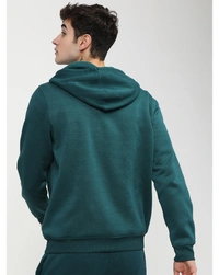 Highlander Men's Solid Vneck Hooded Regular Fit Sweatshirt - Green - L