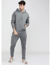 Highlander Men's Solid Vneck Hooded Regular Fit Sweatshirt - Grey - L