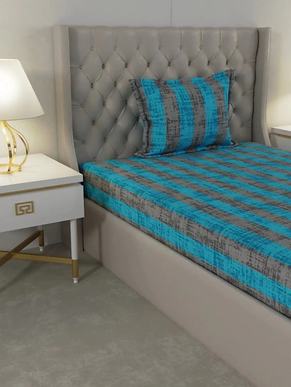 Raymond 104 TC Cotton Delight Single Bed Bedsheet With 1 Pillow Cover - BlueGrey - Single Bed