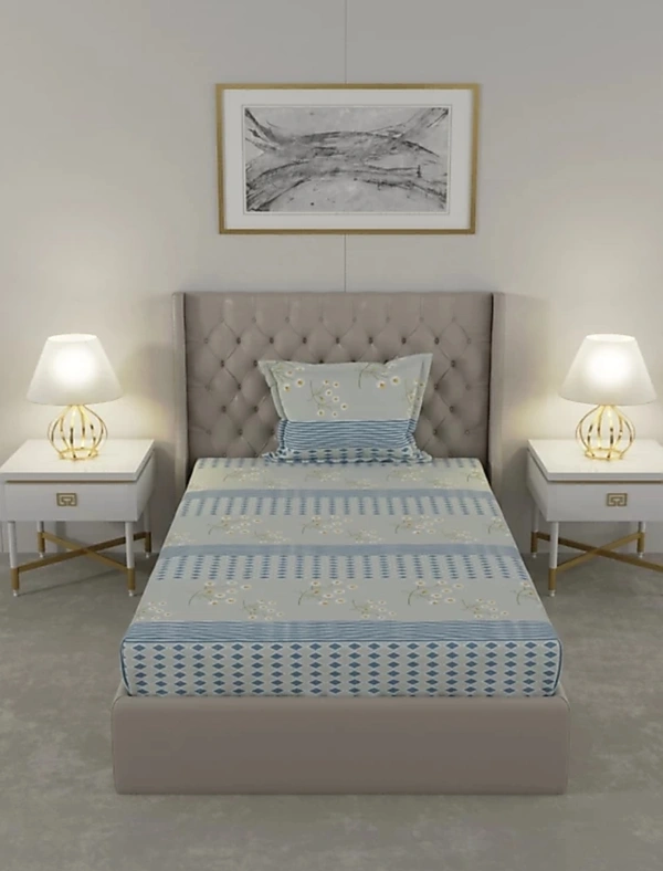 Raymond 104 TC Cotton Delight Single Bed Bedsheet With 1 Pillow Cover - Single Bed